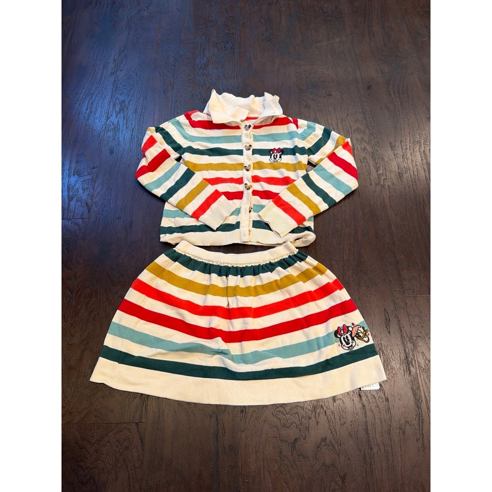 Retro Minnie Mouse Striped Top Skirt Set